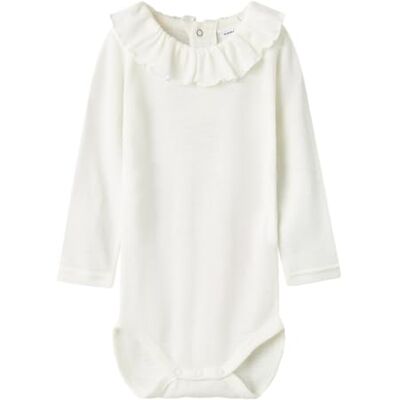 13228308 NAME IT Nbfwang Wool Rib Ls Body W/Collar, biały, 68 cm 13228308 NAME IT Nbfwang Wool Rib Ls Body W/Collar, biały, 68 cm