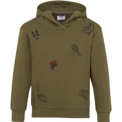 FAK0092 FILA Bakersield bluza z kapturem dla chłopców, oliwkowy (Burnt Olive), 98-104 FAK0092 FILA Bakersield bluza z kapturem dla chłopców, oliwkowy (Burnt Olive), 98-104