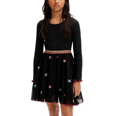 24WGVK02 Desigual Dziewczęca sukienka z dzianiny z długim rękawem, czarny, 6 lat 24WGVK02 Desigual Dziewczęca sukienka z dzianiny z długim rękawem, czarny, 6 lat