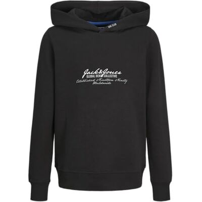 12258124 JACK&JONES JUNIOR Bluza z kapturem dla chłopców, czarny, 128 12258124 JACK&JONES JUNIOR Bluza z kapturem dla chłopców, czarny, 128