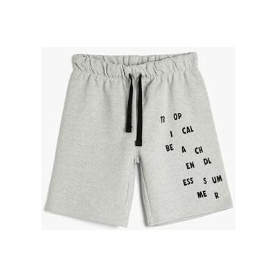 3SKB40181TK Koton Boys's Drawstring Printed Detail Shorts, szary (031), 5-6 Lat 3SKB40181TK Koton Boys's Drawstring Printed Detail Shorts, szary (031), 5-6 Lat