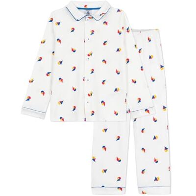 A0DRU Petit Bateau Bawełniana piżama zapinana na guziki dla dzieci, Marshmallow/Olympic/Multico, 10 lat A0DRU Petit Bateau Bawełniana piżama zapinana na guziki dla dzieci, Marshmallow/Olympic/Multico, 10 lat