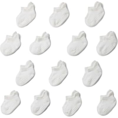 AEUB57077_White Amazon Essentials Unisex dziecięce antypoślizgowe skarpety o niskim kroju, 14 par, biały, 6-12 Months AEUB57077_White Amazon Essentials Unisex dziecięce antypoślizgowe skarpety o niskim kroju, 14 par, biały, 6-12 Months