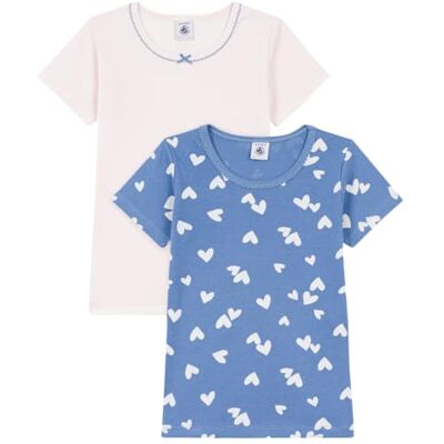 A0GQC Petit Bateau Petit Bateau Zestaw bawełnianych koszulek dziecięcych z krótkim rękawem z sercem, 2a, wariant 1 odzież dziecięca A0GQC Petit Bateau Petit Bateau Zestaw bawełnianych koszulek dziecięcych z krótkim rękawem z sercem, 2a, wariant 1 odzież dziecięca