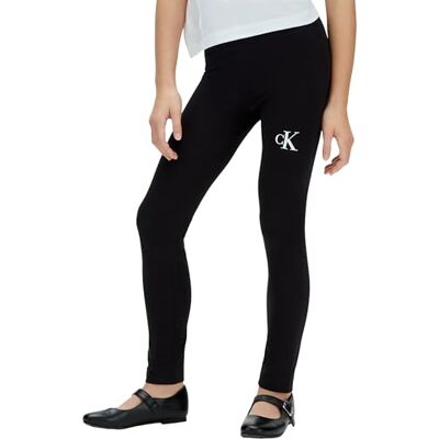 LVCKSJC26GBEH4 Calvin Klein Dziewczęce legginsy z logo Ck LVCKSJC26G inne legginsy, czarne (Ck Black), 4 lata LVCKSJC26GBEH4 Calvin Klein Dziewczęce legginsy z logo Ck LVCKSJC26G inne legginsy, czarne (Ck Black), 4 lata