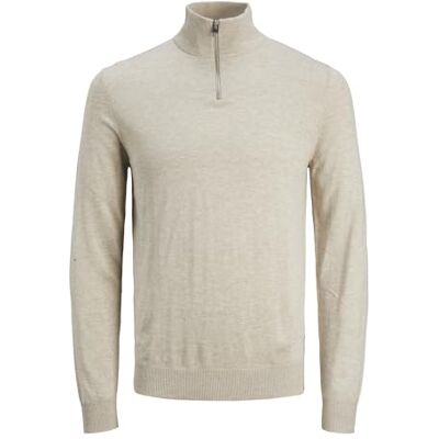 12268772-4645306 JACK&JONES JUNIOR Chłopięcy Jjeemil Knit Half Zip Noos Jnr sweter z dzianiny, Oatmeal/szczegóły: melanż, 140 12268772-4645306 JACK&JONES JUNIOR Chłopięcy Jjeemil Knit Half Zip Noos Jnr sweter z dzianiny, Oatmeal/szczegóły: melanż, 140