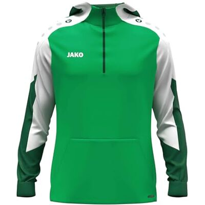 6770 JAKO Dziecięca bluza z kapturem z zamkiem błyskawicznym Dynamic, zielona/biała/ciemnozielona, 140 6770 JAKO Dziecięca bluza z kapturem z zamkiem błyskawicznym Dynamic, zielona/biała/ciemnozielona, 140