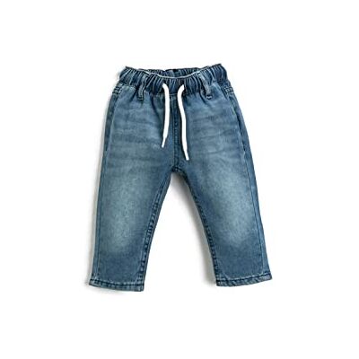3SMB40004TD Koton Babyboy Jean Elastic Waistband Drawstring Pocket Detail Cotton, Mid Indigo (średni), 9-12 Miesi?cy 3SMB40004TD Koton Babyboy Jean Elastic Waistband Drawstring Pocket Detail Cotton, Mid Indigo (średni), 9-12 Miesi?cy
