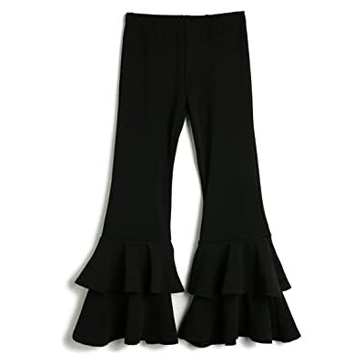 3SKG40191AK Koton Dziewczęce Flare Trousers Ruffle Detail Elastic Waistband Pants Pants, czarny (999), 6-7 Lata 3SKG40191AK Koton Dziewczęce Flare Trousers Ruffle Detail Elastic Waistband Pants Pants, czarny (999), 6-7 Lata