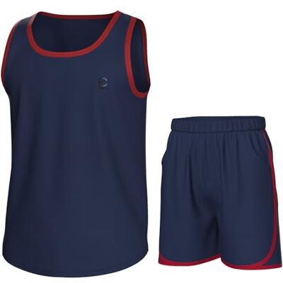 E1001-NVY-5-6 Essenclo Zestawy odzieży chłopięcej, sportowe szorty chłopięce i koszule bez rękawów, okrągły dekolt dzieci tank top ubrania rozmiar 3-16 (zestaw 2 szt.), granatowy, 5-6 E1001-NVY-5-6 Essenclo Zestawy odzieży chłopięcej, sportowe szorty chłopięce i koszule bez rękawów, okrągły dekolt dzieci tank top ubrania rozmiar 3-16 (zestaw 2 szt.), granatowy, 5-6