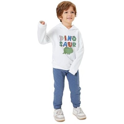 4WMB10238TK Koton Babyboys bluza z kapturem dinozaur nadruk szczotkowana wnętrze Crew Neck Cotton bluza, Ecru (010), 12-18 Miesi?cy 4WMB10238TK Koton Babyboys bluza z kapturem dinozaur nadruk szczotkowana wnętrze Crew Neck Cotton bluza, Ecru (010), 12-18 Miesi?cy
