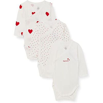 A00AZ00 Petit Bateau Body niemowlęce dla dziewczynek z długim rękawem (3 sztuki), Variante 1, 3 miesięcy A00AZ00 Petit Bateau Body niemowlęce dla dziewczynek z długim rękawem (3 sztuki), Variante 1, 3 miesięcy