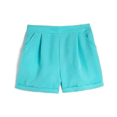 3SKG40132AW Koton Girls's Elastic Waistband Modal Fabric Pocket and Pleated Detail Shorts, Niebieski (641), 9-10 Lat 3SKG40132AW Koton Girls's Elastic Waistband Modal Fabric Pocket and Pleated Detail Shorts, Niebieski (641), 9-10 Lat