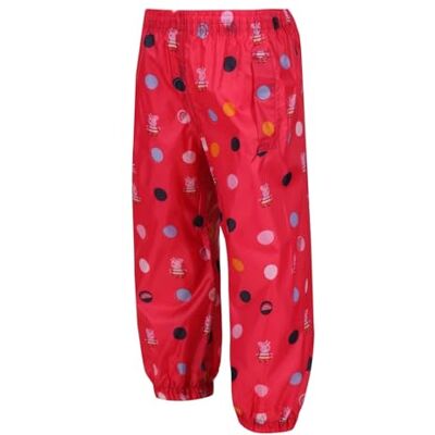 RKW269 Regatta Peppa Pig Pack-It dziecięce spodnie przeciwdeszczowe z nadrukiem, wodoszczelne i oddychające Brtblshpolka 5 Lat RKW269 Regatta Peppa Pig Pack-It dziecięce spodnie przeciwdeszczowe z nadrukiem, wodoszczelne i oddychające Brtblshpolka 5 Lat