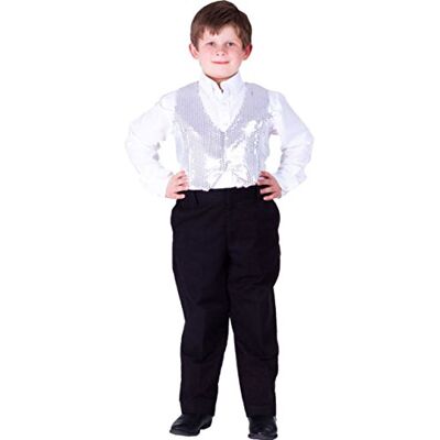 Dress Up America Cekinowa Kamizelka Chłopięca i Dziewczęca – Srebrna Błyszcząca Kamizelka dla Dzieci, Przebranie na Imprezę i Występy Taneczne Dress Up America Cekinowa Kamizelka Chłopięca i Dziewczęca – Srebrna Błyszcząca Kamizelka dla Dzieci, Przebranie na Imprezę i Występy Taneczne