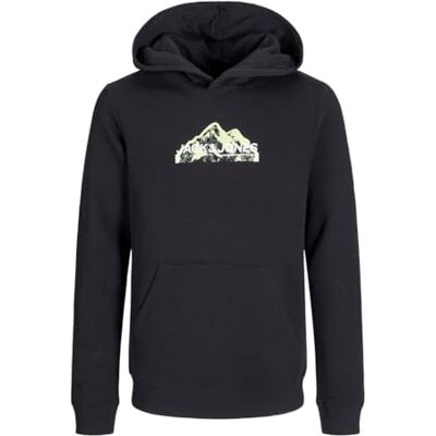12268041 JACK&JONES JUNIOR Chłopięca bluza z kapturem Jcomountain Logo Sweat Hood Sn Mni, czarny, 122 12268041 JACK&JONES JUNIOR Chłopięca bluza z kapturem Jcomountain Logo Sweat Hood Sn Mni, czarny, 122