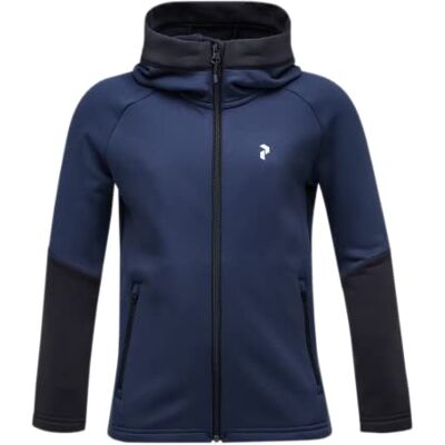 G79442020 Peak Performance Dziecięca bluza z kapturem Rider Zip Hoodie Bluza, Blue Shadow-Black, 130 G79442020 Peak Performance Dziecięca bluza z kapturem Rider Zip Hoodie Bluza, Blue Shadow-Black, 130