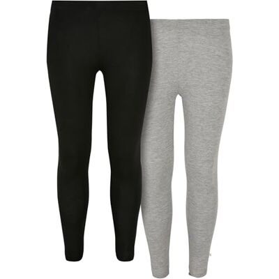 UCK605A Urban Classics Girl's Girls Jersey 2-pak legginsy, czarne/szare, 158/164 UCK605A Urban Classics Girl's Girls Jersey 2-pak legginsy, czarne/szare, 158/164