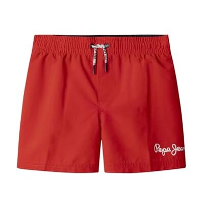 PBB10000224110 Pepe Jeans Chłopięce szorty kąpielowe PJ Solid Swimshorts, czerwone (chrupiące czerwone), 10 PBB10000224110 Pepe Jeans Chłopięce szorty kąpielowe PJ Solid Swimshorts, czerwone (chrupiące czerwone), 10