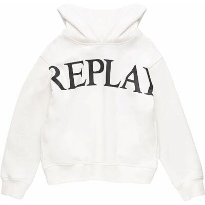 SB2452.054.23410 Replay Bluza z kapturem dla chłopców, Natural White 011, 8 Lat SB2452.054.23410 Replay Bluza z kapturem dla chłopców, Natural White 011, 8 Lat