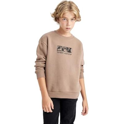 D5682A8 DeFacto Bluza z kapturem dla chłopców chłopięca bluza z kapturem (LT.Brown, 9/10 Y), brązowy, 9-10 lat D5682A8 DeFacto Bluza z kapturem dla chłopców chłopięca bluza z kapturem (LT.Brown, 9/10 Y), brązowy, 9-10 lat