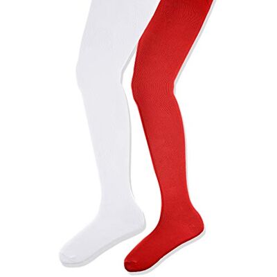 498875-900 Playshoes Dziewczęce elastyczne rajstopy termiczne w jednolitym kolorze (2 sztuki), czerwony (White/Red), 98/104 cm 498875-900 Playshoes Dziewczęce elastyczne rajstopy termiczne w jednolitym kolorze (2 sztuki), czerwony (White/Red), 98/104 cm