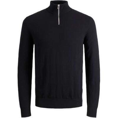 12268772-4645304 JACK & JONES Chłopięcy sweter Jjeemil Knit Half Zip Noos Jnr, Czarny, 152 12268772-4645304 JACK & JONES Chłopięcy sweter Jjeemil Knit Half Zip Noos Jnr, Czarny, 152