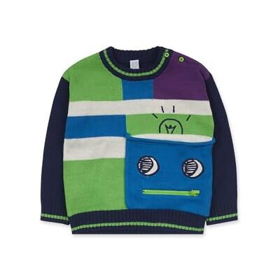 11359604 Tuc Tuc Tuc Tricot Jersey niebieski z nadrukiem robota i guzikiem dla dziecka. Kolekcja Robot Maker., Granatowy, 9 miesięcy 11359604 Tuc Tuc Tuc Tricot Jersey niebieski z nadrukiem robota i guzikiem dla dziecka. Kolekcja Robot Maker., Granatowy, 9 miesięcy