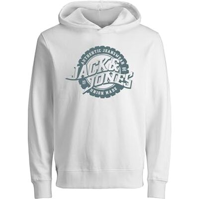 12288447-4896225 JACK & JONES Junior Jprblubaron bluza z kapturem FST Jnr, biały, 128 12288447-4896225 JACK & JONES Junior Jprblubaron bluza z kapturem FST Jnr, biały, 128