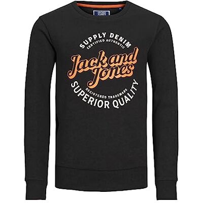 12237110 JJMIKK Sweat Crew Neck JNR, Czarny/szczegóły: duży nadruk, 128 12237110 JJMIKK Sweat Crew Neck JNR, Czarny/szczegóły: duży nadruk, 128