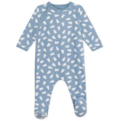 A0DVD Petit Bateau Piżama dziecięca z polaru z nadrukiem, Niebieski ecru, 6 miesi?cy A0DVD Petit Bateau Piżama dziecięca z polaru z nadrukiem, Niebieski ecru, 6 miesi?cy
