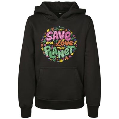 MTK130 Bluza z kapturem Mister Tee Kids Save and Love, czarny, 158-164 MTK130 Bluza z kapturem Mister Tee Kids Save and Love, czarny, 158-164