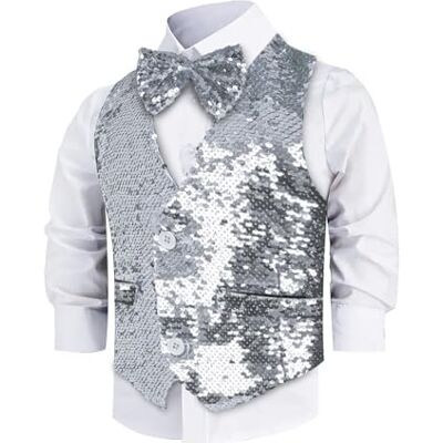 Dress Up America Kamizelka Z Cekinami I Muszką Błyszcząca Kamizelka Dla Chłopców Dress Up America Kamizelka Z Cekinami I Muszką Błyszcząca Kamizelka Dla Chłopców
