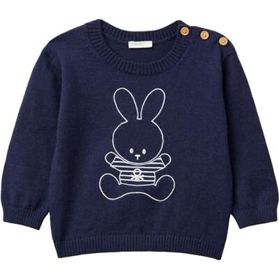 1ZNNB1011 United Colors of Benetton Sweter Unisex-Baby, niebieski, 74 1ZNNB1011 United Colors of Benetton Sweter Unisex-Baby, niebieski, 74