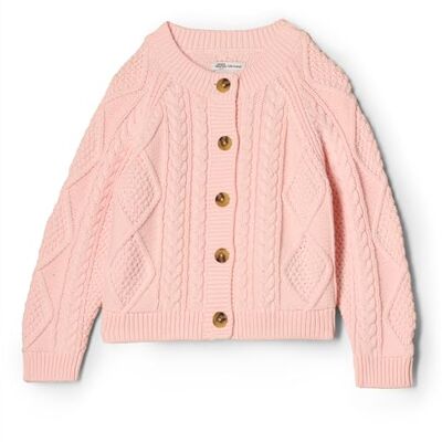 AEBB83026_Light Pink Amazon Essentials x Sofia Grainge Unisex Sweter wędkarski dla niemowląt, jasnoróżowy, 18 miesięcy AEBB83026_Light Pink Amazon Essentials x Sofia Grainge Unisex Sweter wędkarski dla niemowląt, jasnoróżowy, 18 miesięcy