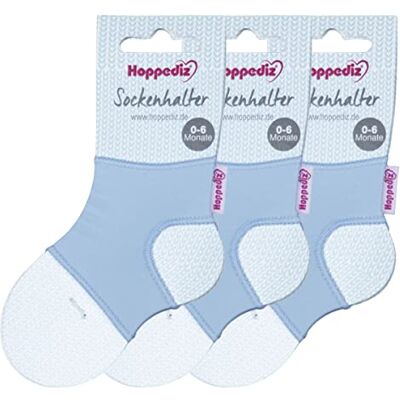 soha-3set-bla Hoppediz Hop-Socks 3-częściowy zestaw, 3 pary uchwytów na skarpetki dla niemowląt, 0-6 miesięcy, niebieski, niebieski soha-3set-bla Hoppediz Hop-Socks 3-częściowy zestaw, 3 pary uchwytów na skarpetki dla niemowląt, 0-6 miesięcy, niebieski, niebieski