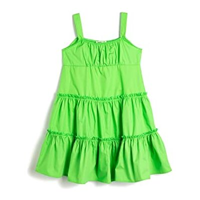 3SKG80014AW Koton Girls's Midi Strappy Tiered Cotton Dress, Zielony (786), 6�7 lat 3SKG80014AW Koton Girls's Midi Strappy Tiered Cotton Dress, Zielony (786), 6�7 lat