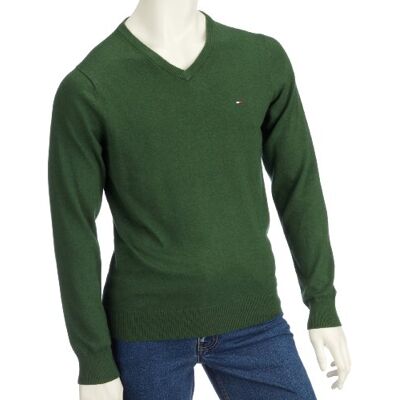 Tommy Hilfiger GER CTN CASHMERE V-NK 880334083 sweter męski, zielony, 56 Tommy Hilfiger GER CTN CASHMERE V-NK 880334083 sweter męski, zielony, 56