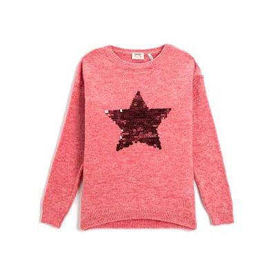 3WKG90014AT Koton Girls's Knit Sweater Star Sequined sweter, różowy (294), 4-5 Lat 3WKG90014AT Koton Girls's Knit Sweater Star Sequined sweter, różowy (294), 4-5 Lat