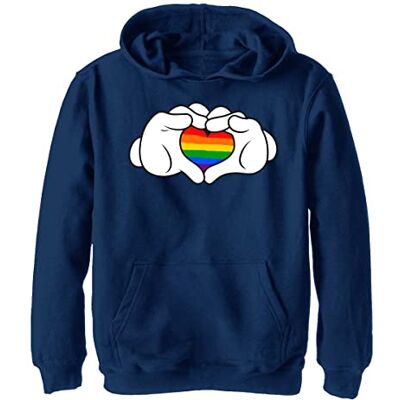 DNMC0042-40042101 Disney Rainbow Love Hoodie chłopięca bluza z kapturem, granatowy Heather, L DNMC0042-40042101 Disney Rainbow Love Hoodie chłopięca bluza z kapturem, granatowy Heather, L