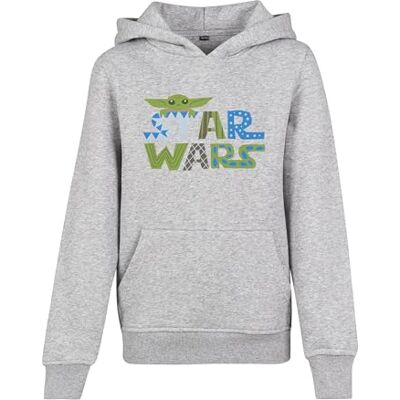 MTK144 Mister Tee Unisex Kids Star Wars Colorful Logo Hoody bluza z kapturem, szary (Heather Grey), 158/164 cm MTK144 Mister Tee Unisex Kids Star Wars Colorful Logo Hoody bluza z kapturem, szary (Heather Grey), 158/164 cm