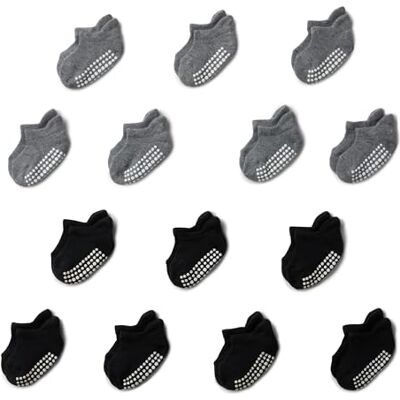 AEUB57077_Black/Grey Amazon Essentials Unisex dziecięce antypoślizgowe skarpety o niskim kroju, 14 par, Czarny/Szary, 12-24 Months AEUB57077_Black/Grey Amazon Essentials Unisex dziecięce antypoślizgowe skarpety o niskim kroju, 14 par, Czarny/Szary, 12-24 Months