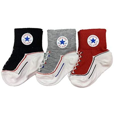 MC0172 Converse Skarpety dla niemowląt 3-pak (szary (-023)/czarny/czerwony, 6-12 miesięcy) MC0172 Converse Skarpety dla niemowląt 3-pak (szary (-023)/czarny/czerwony, 6-12 miesięcy)