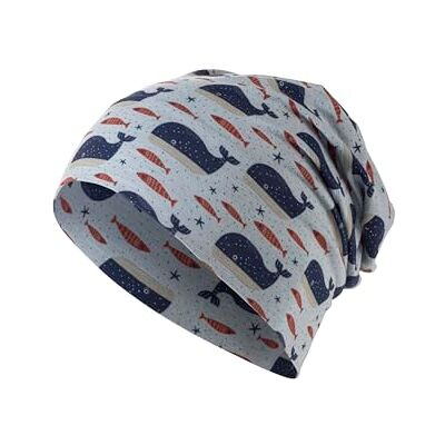 1622430 Sterntaler Beanie Jersey Wal nadruk, szary/niebieski, 47 1622430 Sterntaler Beanie Jersey Wal nadruk, szary/niebieski, 47