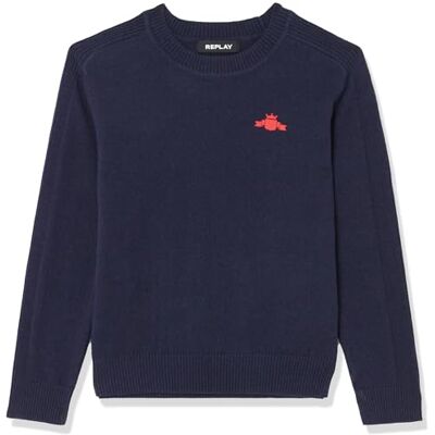 SB5065.050.G23138 Replay Sweter chłopięcy bawełna, 908 Dark Blue, 12 lat SB5065.050.G23138 Replay Sweter chłopięcy bawełna, 908 Dark Blue, 12 lat