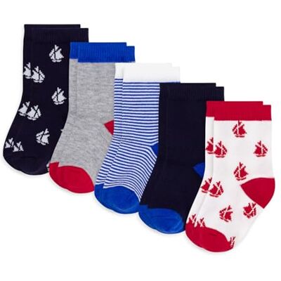 A0DP3 Petit Bateau Skarpetki dziecięce AKCESORIA (zestaw 5 sztuk), Wielokolorowy_7, 23-26 A0DP3 Petit Bateau Skarpetki dziecięce AKCESORIA (zestaw 5 sztuk), Wielokolorowy_7, 23-26