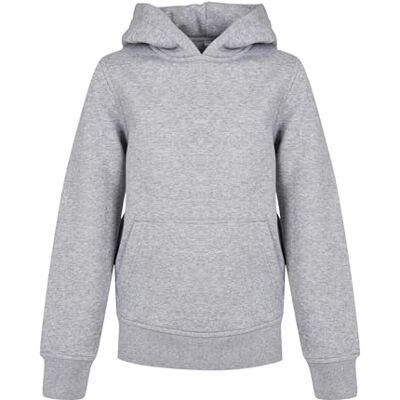 BY185 Build Your Brand Unisex Organic Basic Kids Hoody bluza z kapturem, Heathergrey, 158-164 BY185 Build Your Brand Unisex Organic Basic Kids Hoody bluza z kapturem, Heathergrey, 158-164