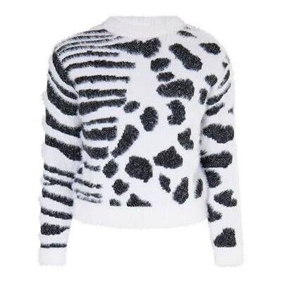 14728606-SW02 SWIRLIE Dziewczęcy sweter z dzianiny, biały, 134 14728606-SW02 SWIRLIE Dziewczęcy sweter z dzianiny, biały, 134