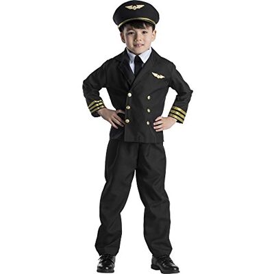Dress Up America Kostium pilota dla chłopców i dziewcząt mundur kapitana linii lotniczych dla dzieci przebieranka do odgrywania ról dla dzieci Dress Up America Kostium pilota dla chłopców i dziewcząt mundur kapitana linii lotniczych dla dzieci przebieranka do odgrywania ról dla dzieci