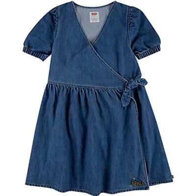 4EE124 Levi's Dziecięca sukienka z bufiastymi rękawami dla dziewczynek, niebieska, 12 lat, Stop Calling Me, 12 lat 4EE124 Levi's Dziecięca sukienka z bufiastymi rękawami dla dziewczynek, niebieska, 12 lat, Stop Calling Me, 12 lat